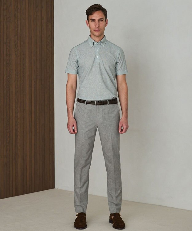 GOTAIRIKU 麻混・襟しっかり【洗える/通気性】ノルマンディーリネン ボタンダウンポロシャツ(25/26年モデル) グリーン系8