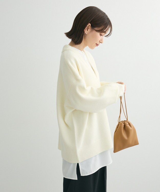 Green Parks ・Ｐｅｔｉｔ　Ｆｌｅｕｒ　深Ｖネックニットチュニック Off White