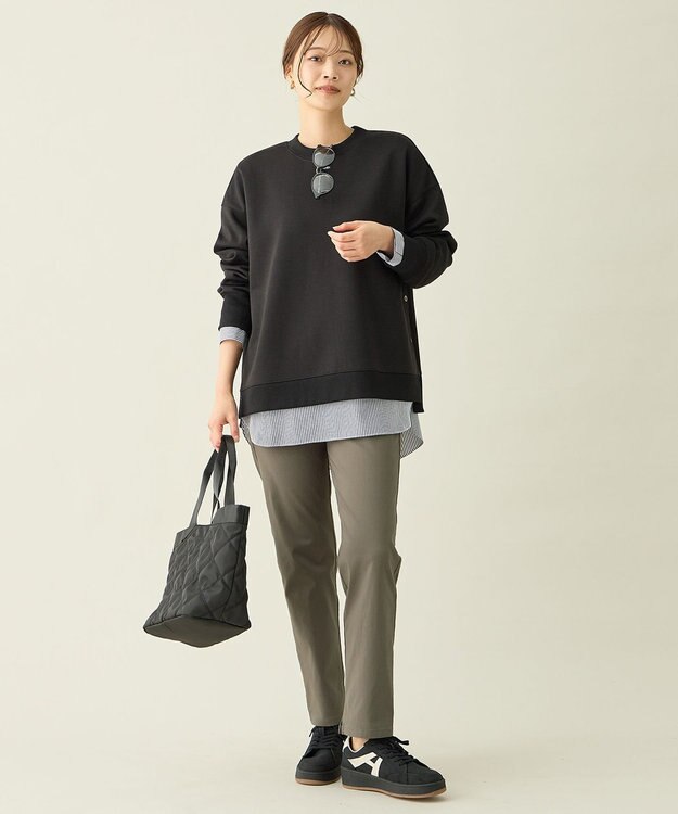 ANY L サイドドットダンボールトレーナー ブラック