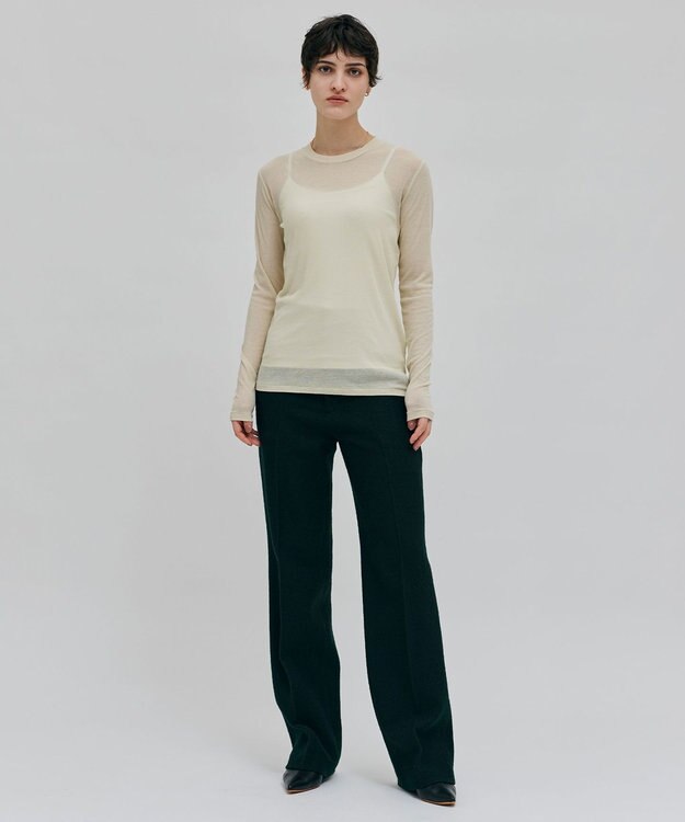 BEIGE， 【洗える】SORE / シアーコットンクルーネックカットソー Cream