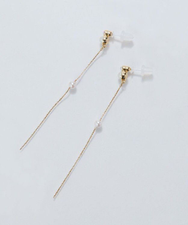 Phoebe 【金属アレルギー対応】ルミナスパールロングセラミックピアス　ゴールド ゴールド