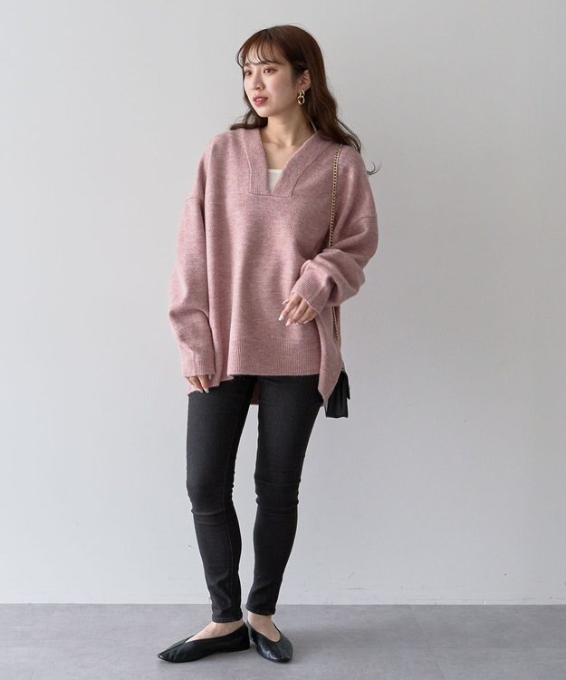 Green Parks ・Ｐｅｔｉｔ　Ｆｌｅｕｒ　深Ｖネックニットチュニック Pink