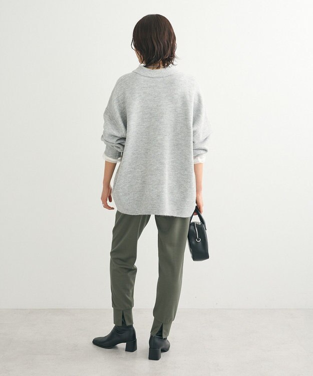 Green Parks ・Ｐｅｔｉｔ　Ｆｌｅｕｒ　深Ｖネックニットチュニック Gray Mixture
