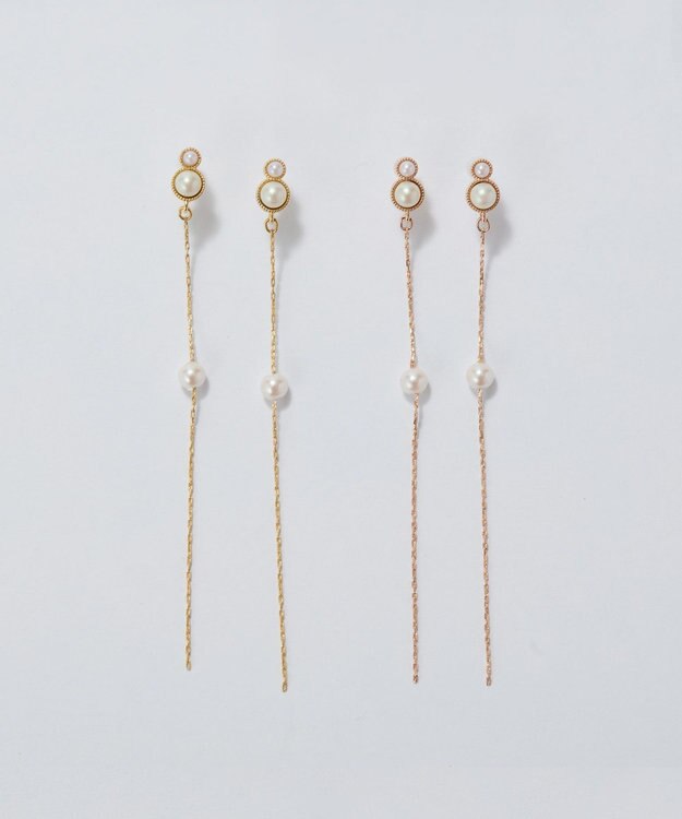 Phoebe 【金属アレルギー対応】ルミナスパールロングセラミックピアス　ゴールド ゴールド