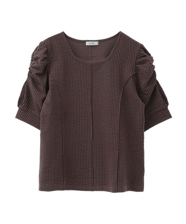 earth music&ecology ぽこぽこパワショルプルオーバー Brown