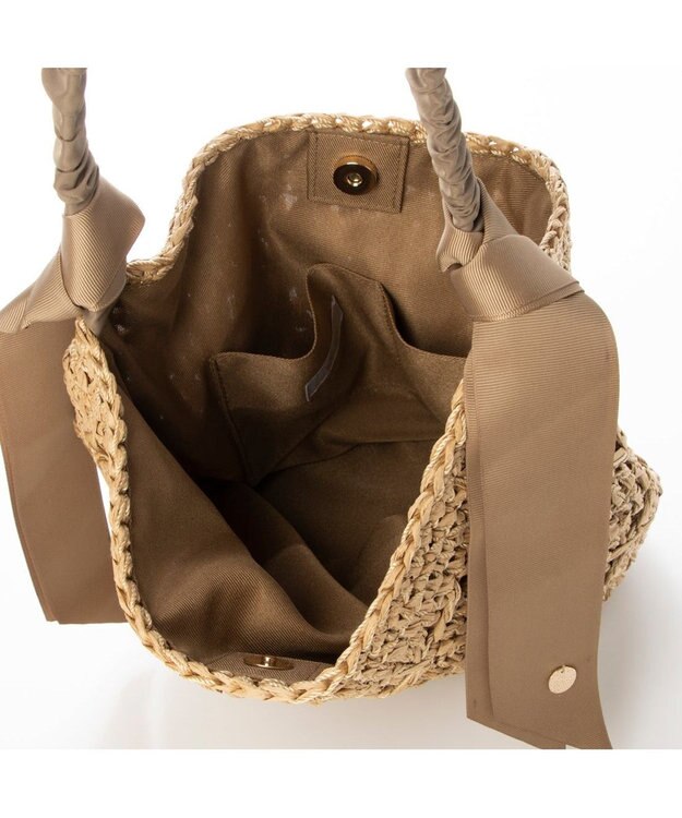 UNBILLION cachecache 下がりグログラン柄編みワンハンドルクロッシェトート ブラウン