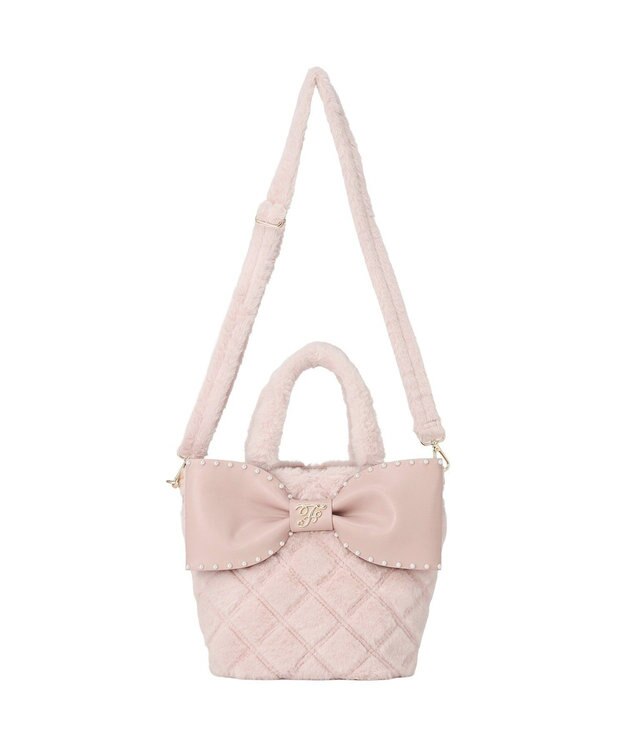 Maison de FLEUR フェイクファーパールリボントートバッグ Pink