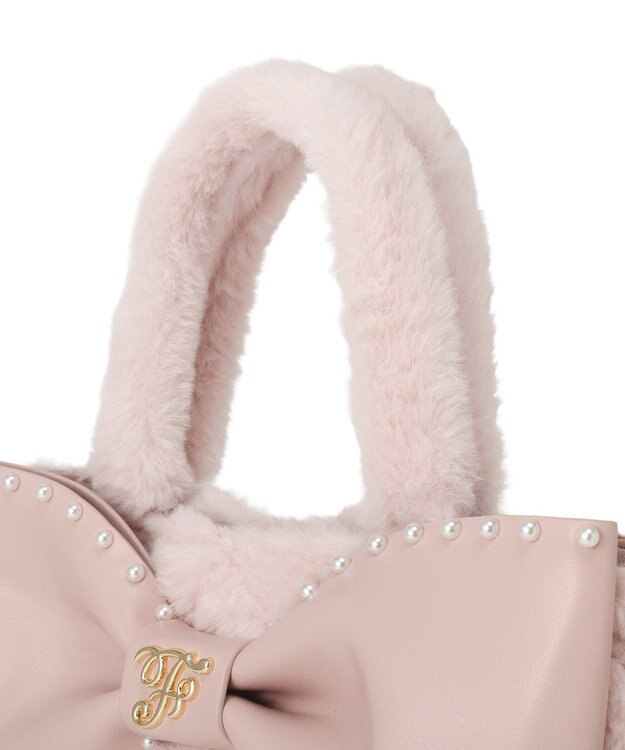 Maison de FLEUR フェイクファーパールリボントートバッグ Pink