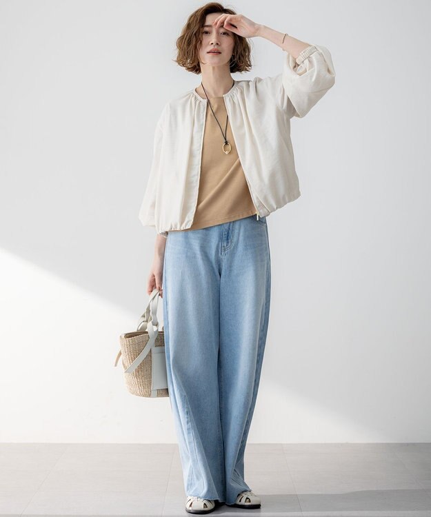 23区 【SLOW/一部店舗限定】LIGHT DENIM バレルワイド パンツ スカイブルー系