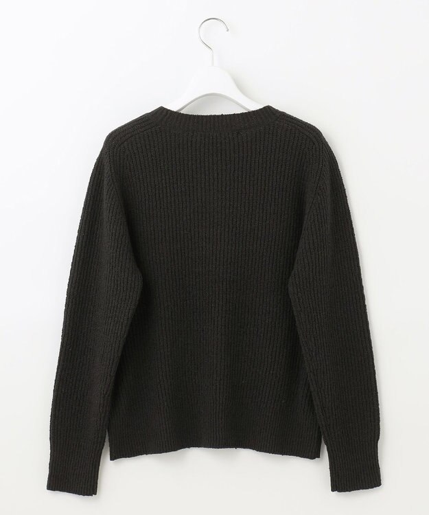 自由区 【洗える】テクスチャーコットンブレンド ビジューデザインニット ネイビー系