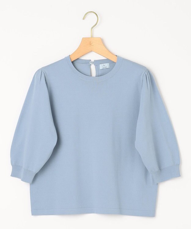 組曲 S 【UVケア・接触冷感】MINA 6分袖ニットプルオーバー サックス系