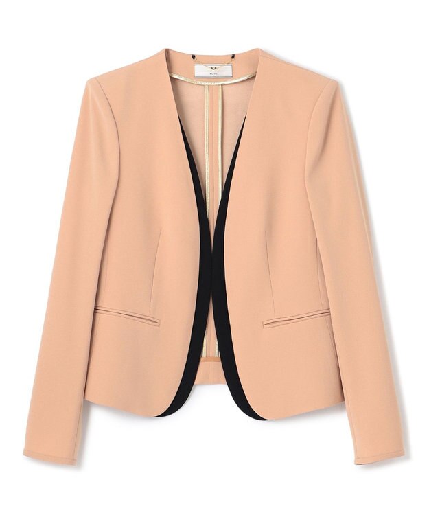 BEIGE， 【L-size】CINDY / ダブルカラージャケット D.Nude×Black