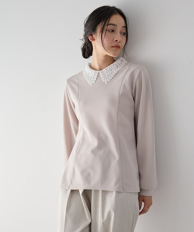 YECCA VECCA 2wayレース襟ブラウス Gray Beige