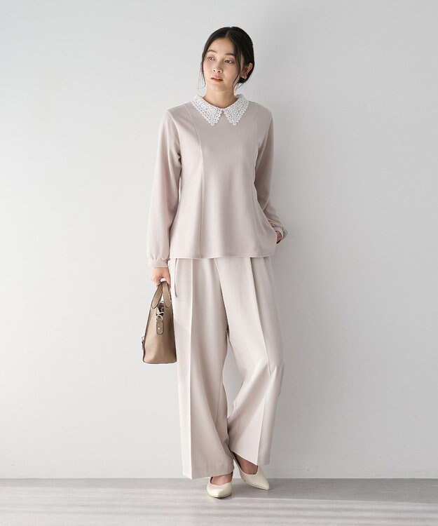 YECCA VECCA 2wayレース襟ブラウス Gray Beige