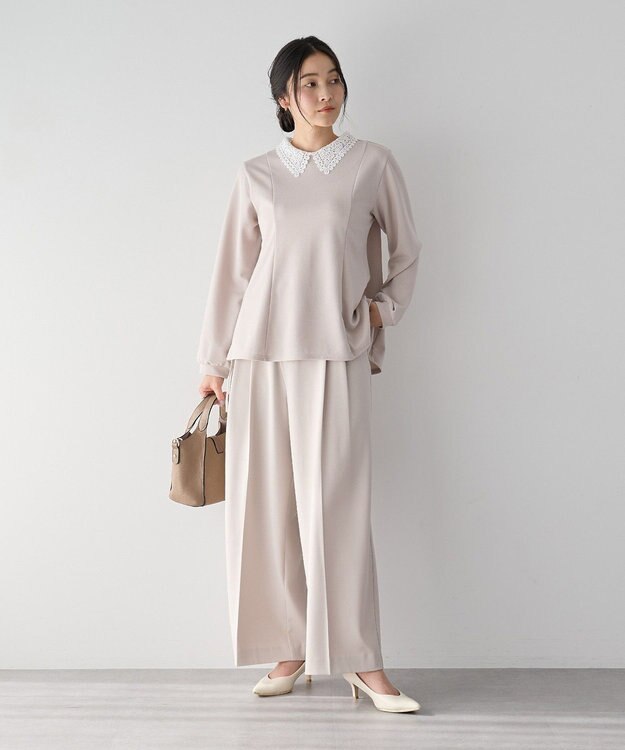 YECCA VECCA 2wayレース襟ブラウス Gray Beige