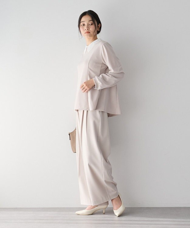 YECCA VECCA 2wayレース襟ブラウス Gray Beige