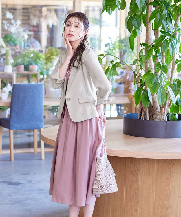 Tiaclasse 【吸水速乾・接触冷感・UVケア・防シワ・洗える】カチオンテーラードジャケット グレージュ