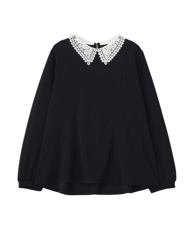 YECCA VECCA 2wayレース襟ブラウス Navy