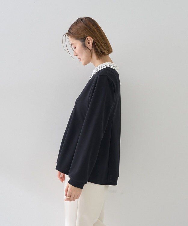 YECCA VECCA 2wayレース襟ブラウス Navy