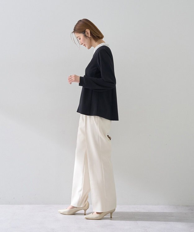 YECCA VECCA 2wayレース襟ブラウス Navy