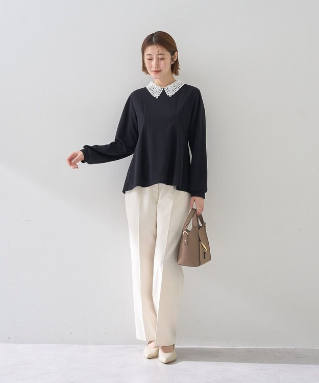 YECCA VECCA 2wayレース襟ブラウス Navy