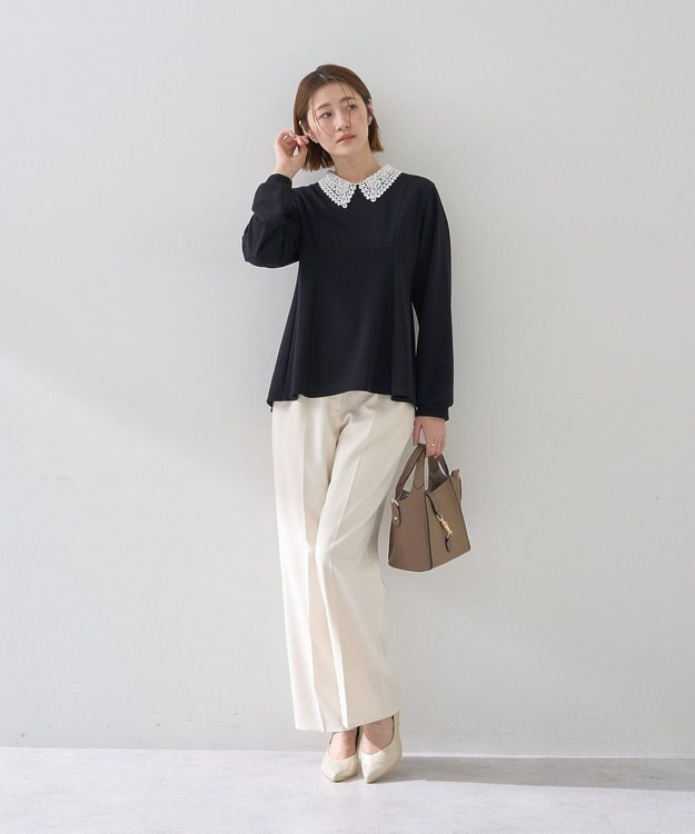 YECCA VECCA 2wayレース襟ブラウス Navy