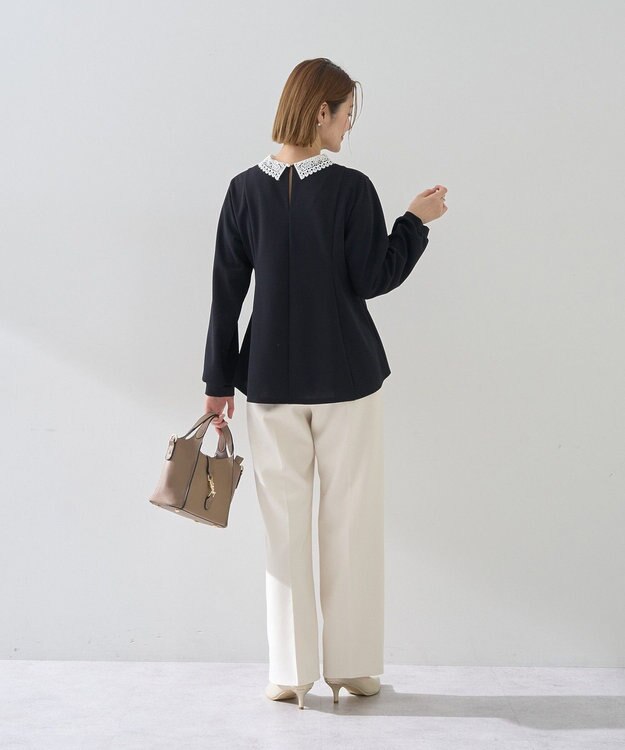 YECCA VECCA 2wayレース襟ブラウス Navy