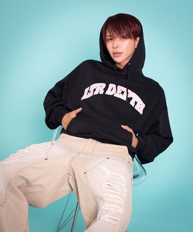 WEGO 【ユニセックス着用ITEM/MLサイズ展開】カレッジプルパーカー ブラック