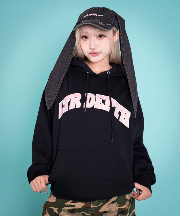 WEGO 【ユニセックス着用ITEM/MLサイズ展開】カレッジプルパーカー ブラック