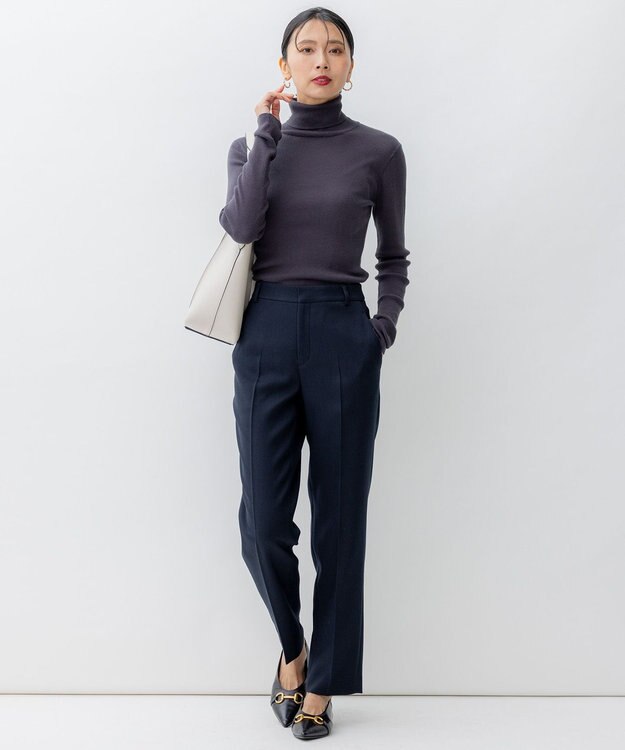 23区 L 【洗える】スムージーコットン シアーリブ ニット グレー系