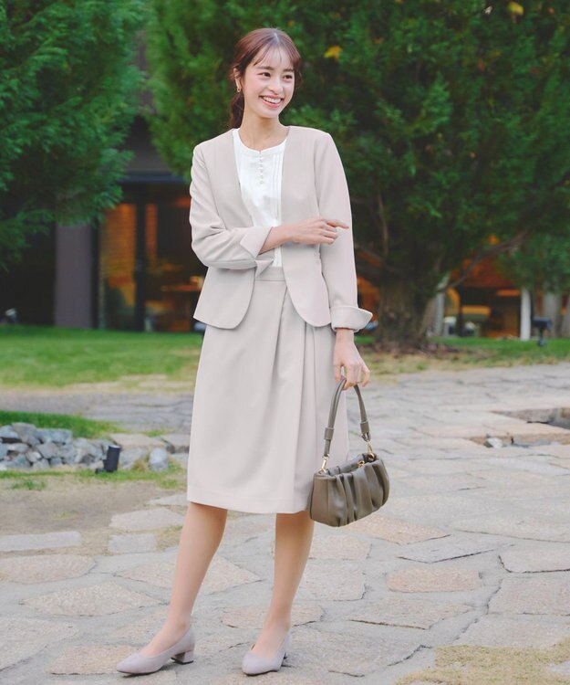 Tiaclasse 【洗える】ピンタック配色ブラウス オフホワイト