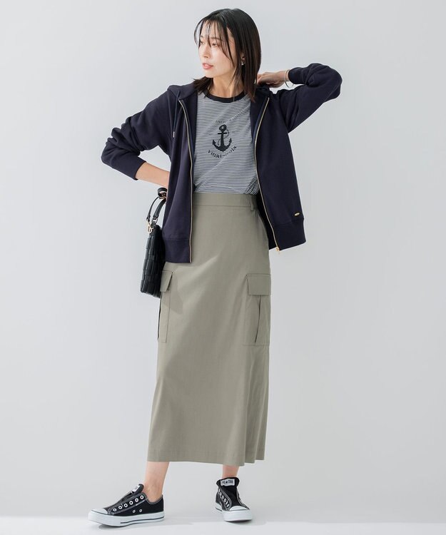 23区 【洗える】オーガニックコットンテリー ジップアップ フーディー ネイビー系