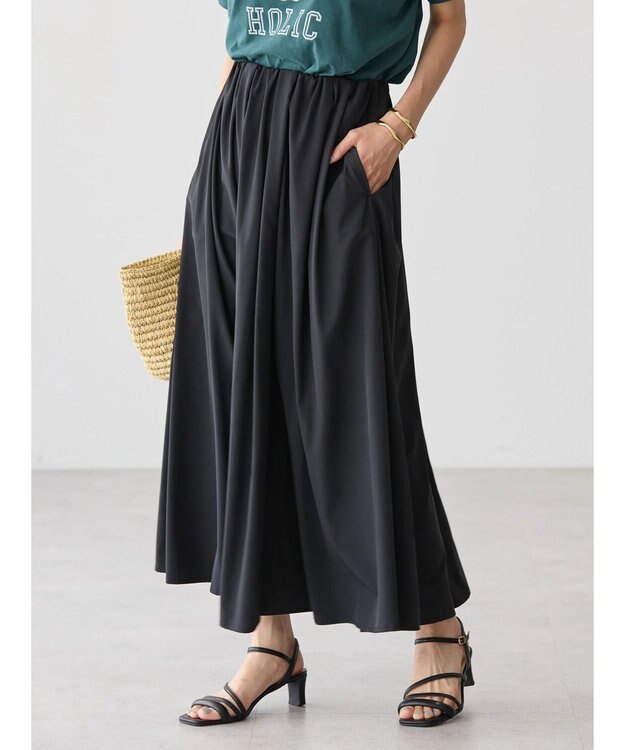 AMERICAN HOLIC イージーケア＋接触冷感ウエストタックフレアスカート Black