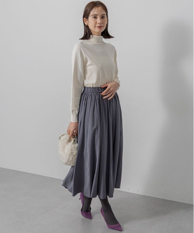 組曲 【レングス調整可能】バウンディングシャーティングスカート グレー系