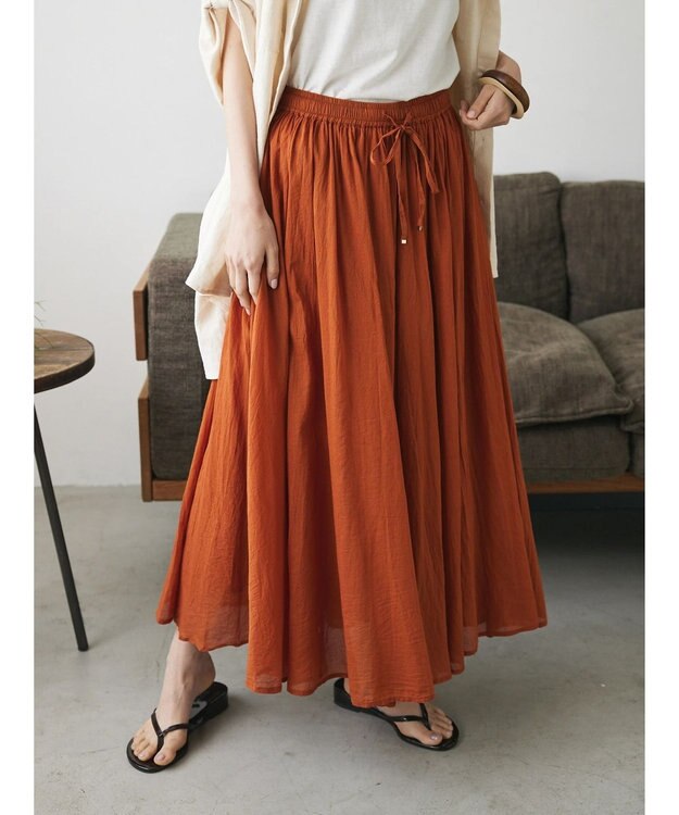 CRAFT STANDARD BOUTIQUE コットンボイルギャザースカート Orange