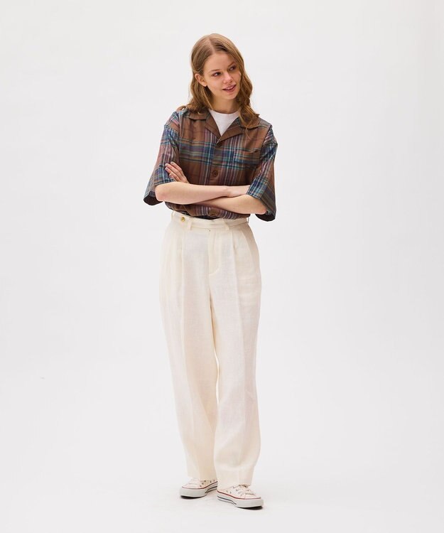 LENO FRENCH WORK HEVY LINEN TROUSERS リネンパンツ WHITE
