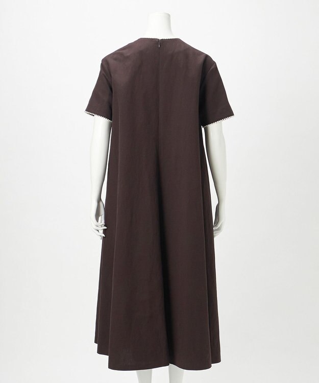 23区 【R(アール)】コットンリネン Aラインワンピース ダークブラウン系
