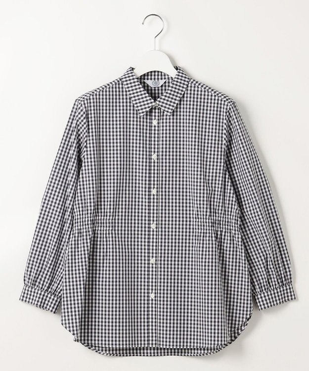 J.PRESS LADIES S 【WEB限定カラーあり】コンパクトエステネージュ シャーリング ブラウス ネイビーギンガム系