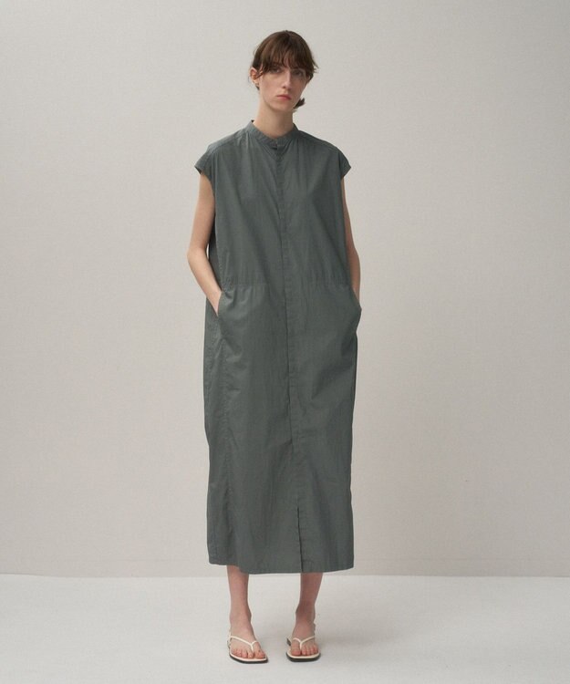ATON COTTON LAWN | フレンチスリーブドレス GRAY