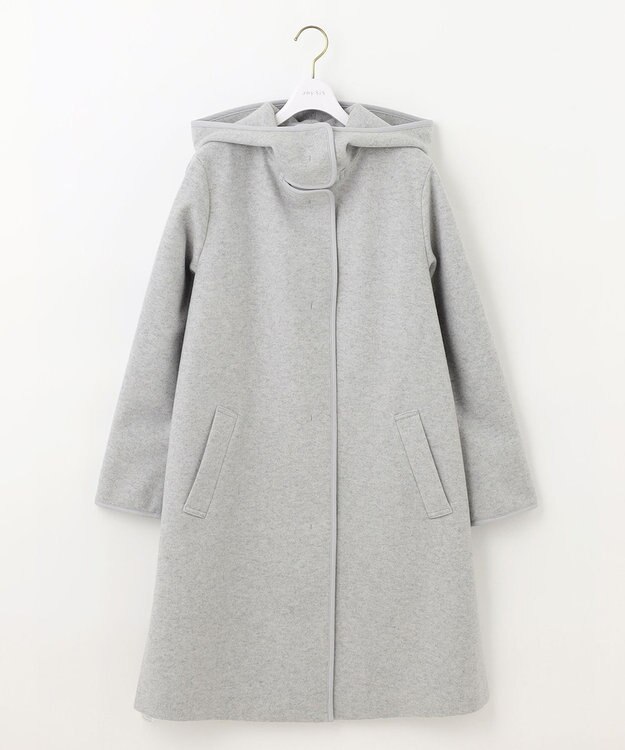 ANY SIS ウールライクミドルフーディ コート ライトトップグレー
