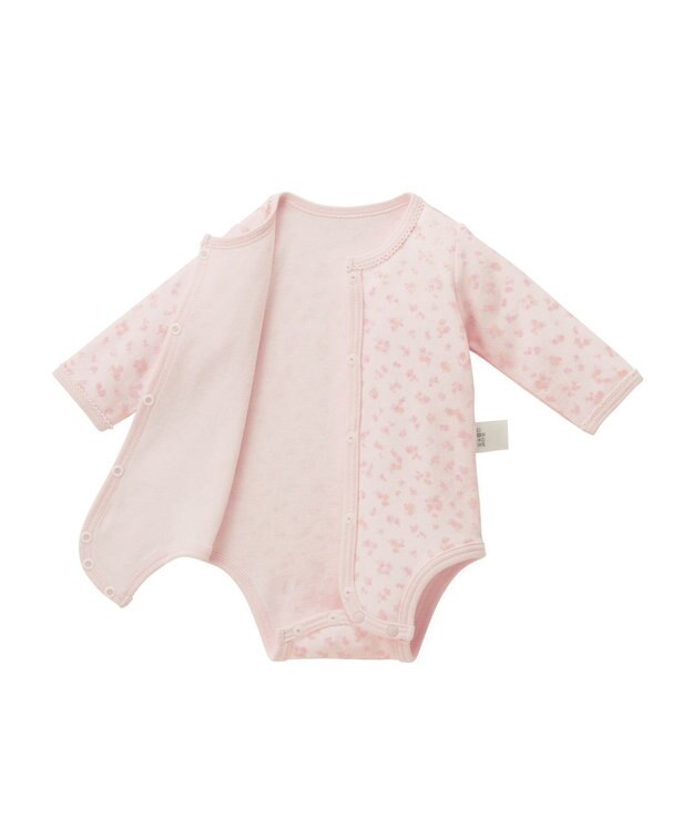 MIKI HOUSE HOT BISCUITS 【60-70cm】 長袖ボディシャツ２枚セット(前開き仕様) ピンク