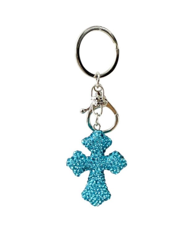 WEGO キラキラクロスキーホルダー ブルー