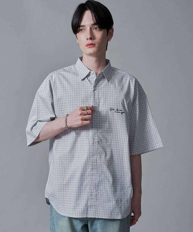 WEGO ワンポイントチェックシャツ（SS） 柄1