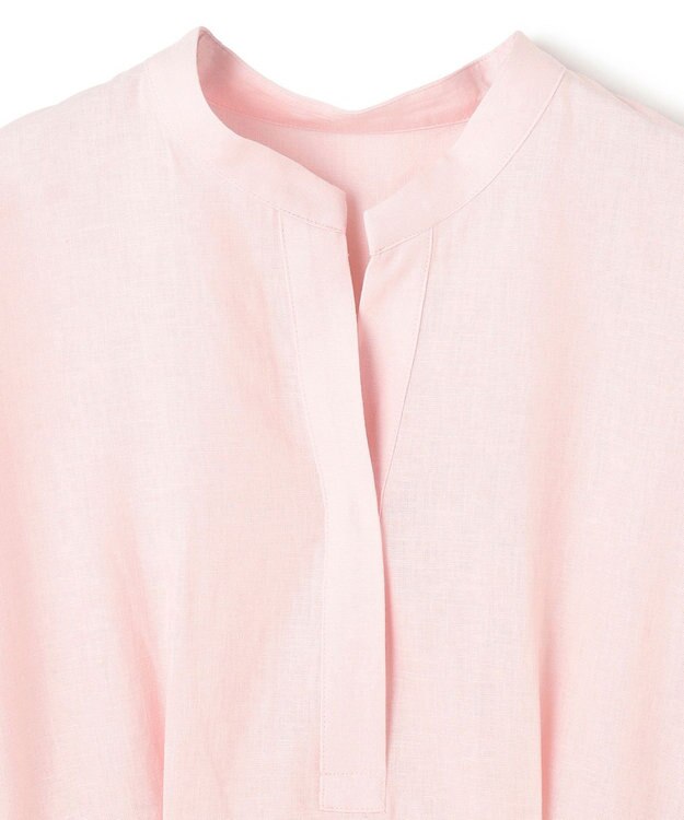 UNFILO リネンレーヨン タックブラウス ピンク