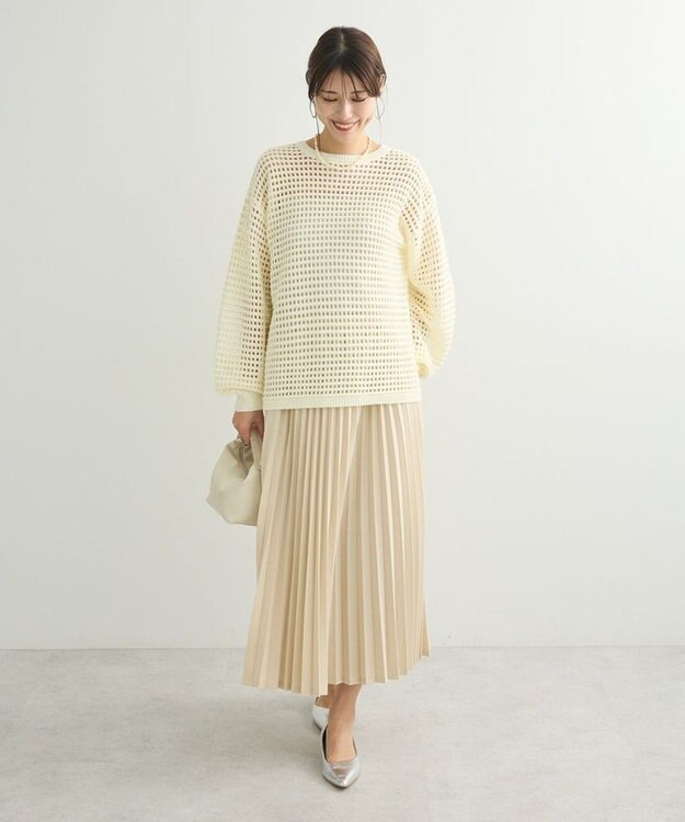 Green Parks ・Ｐｅｔｉｔ　Ｆｌｅｕｒ　ラメプリーツスカート Ivory