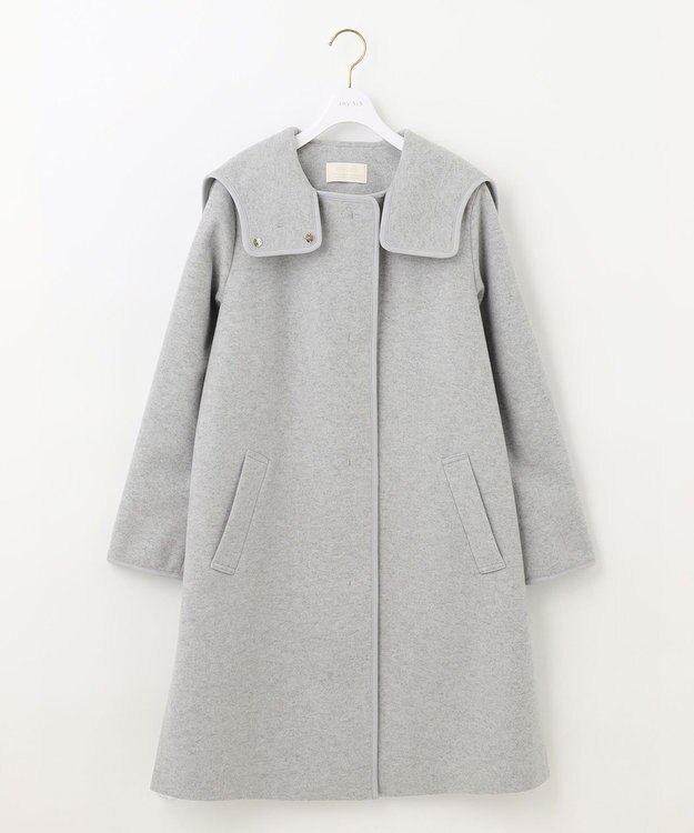 ANY SIS ウールライクミドルフーディ コート ライトトップグレー