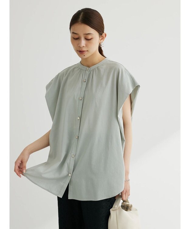 Green Parks ・ＥＬＥＮＣＡＲＥ　ＤＵＥバンドカラーノースリチュニック Light Khaki