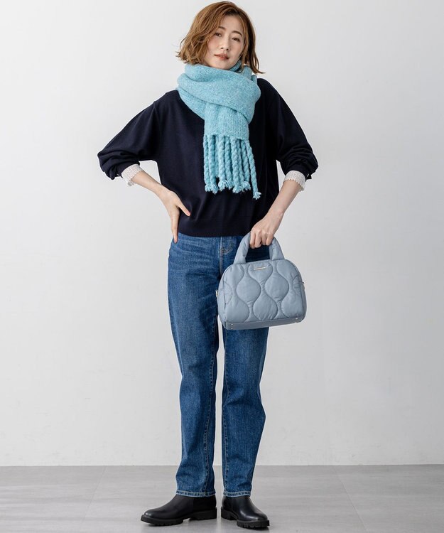 23区 【CLASSY.掲載/洗える】エンブロイダリー ジオメトリックレースコンビ ニット ネイビー系