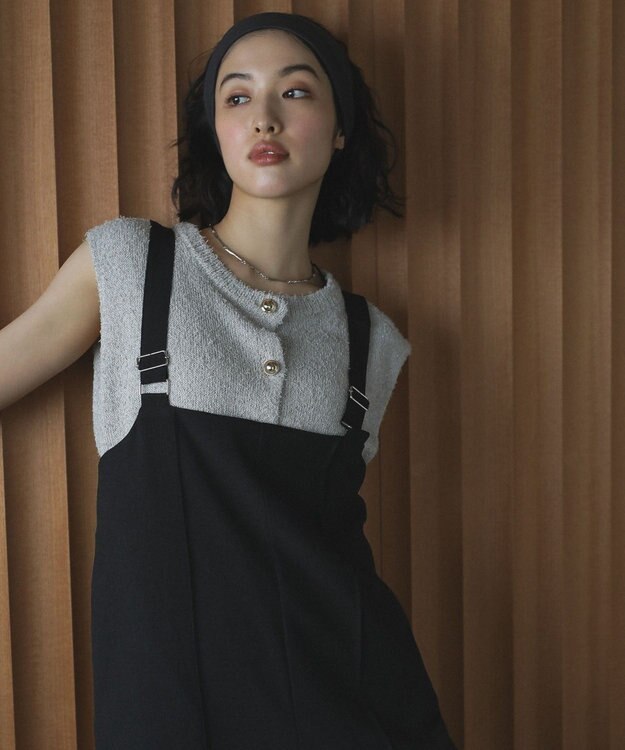 Green Parks ピンタックサロペット Black