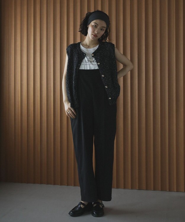 Green Parks ピンタックサロペット Black